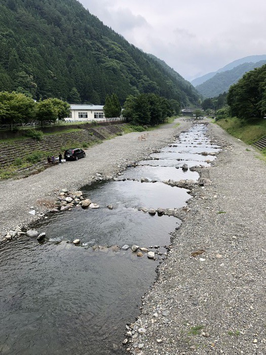 魚のつかみ取りをする場所。こちらも当時はとっても浅くなります。