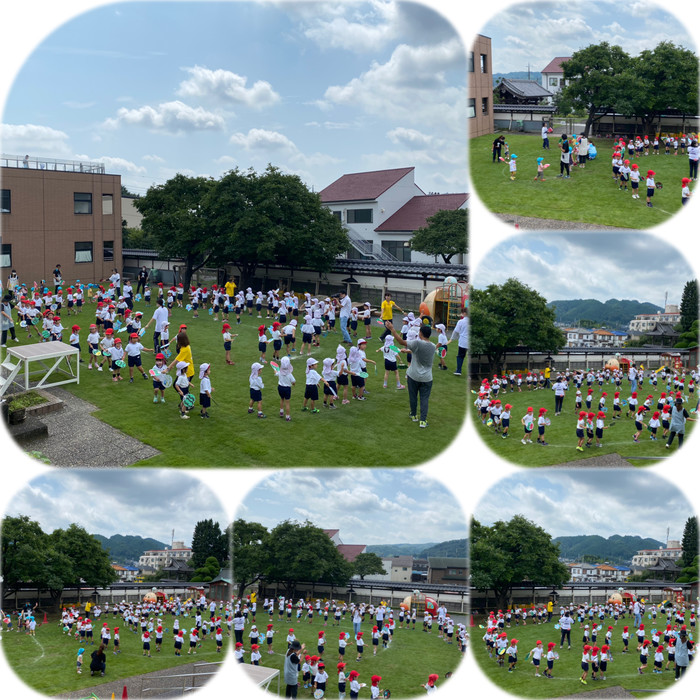 盆踊り大会！３つの輪になり踊りました